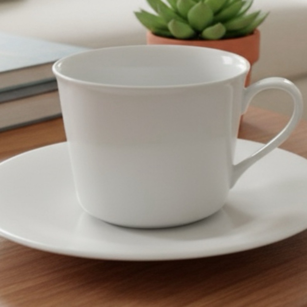 Noritake Snowville Cup & Saucer Elegant White Porcelain Tea Set